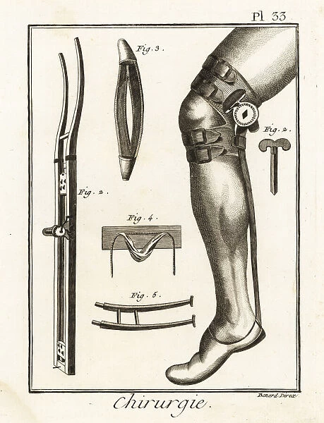 18th century surgical knee pad and dislocation machine