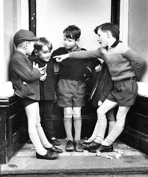 Boys in doorway on a Balham street, SW London