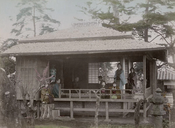 Geishas in tea house, Ikegami near Omori, Japan