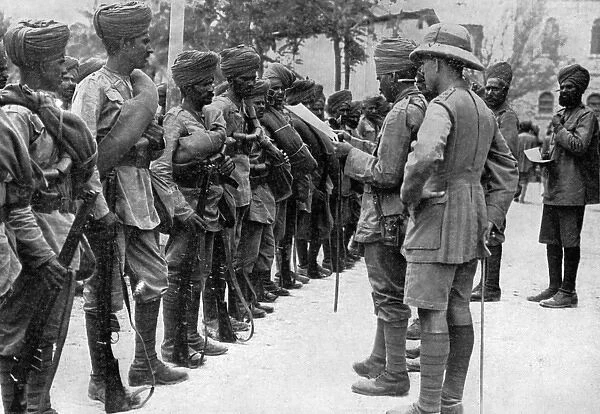 Indian army roll-call before starting for the Front