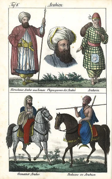 Man from Yemen, Arabian woman, Arab and Bedouin tribesman
