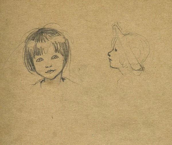 Pencil sketch of childrens heads
