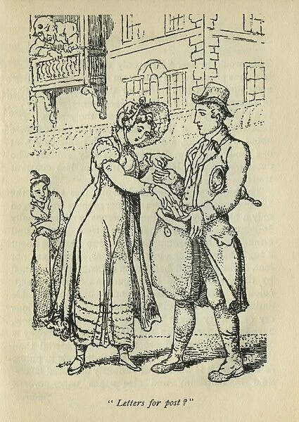Postman. Letters for post?. 18th century postman. From Old London Cries (1885) Date: 1885