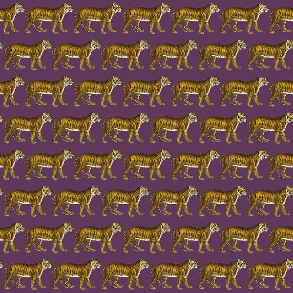 Repeating Pattern - Tigers - purple background