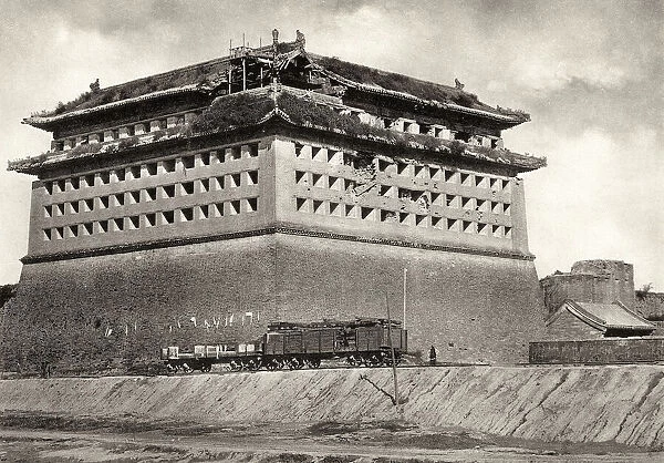 Tower on Tartar wall, Peking Beijing city walls c. 1900