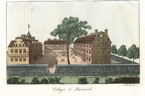 View of Harvard College, Boston, early 19th century