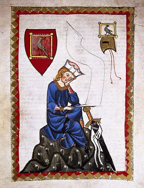 WALTHER VON DER VOGELWEIDE (1170-1230). Codex Manesse (ca. 13