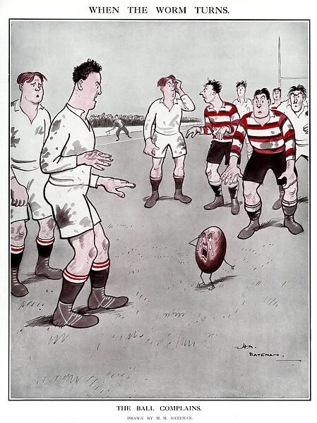 When the Worm Turns - H. M. Bateman rugby cartoon