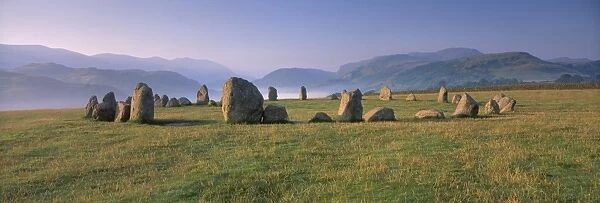 The Neolithic Castlerigg Stone Circle at dawn, near Keswick, Lake District National Park