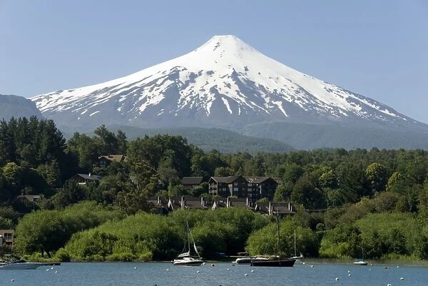 Volcan Villarrica and Lao Villarrica at Pucon, Lakes District, southern Chile, South America