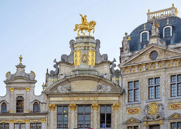 Belgium, Brussels (Bruxelles). Guild houses on the Grand Place (Grote Markt), UNESCO