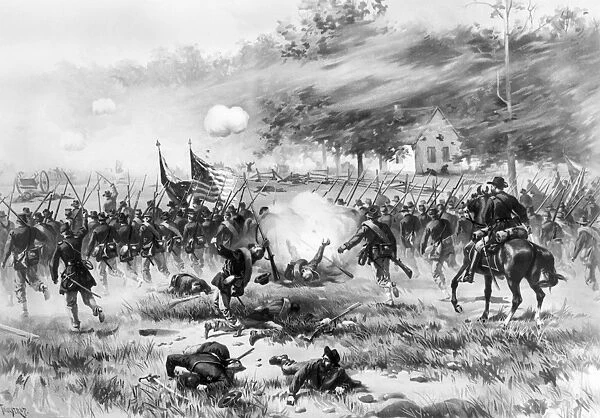 BATTLE OF ANTIETAM, 1862. The Battle of Antietam, 17 September 1862. Lithograph