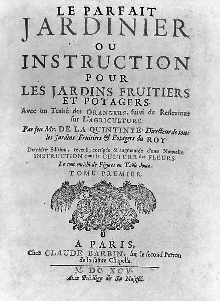PERFECT GARDENER, 1690. Title page to The Perfect Gardener by Jean-Baptiste de la Quintinie
