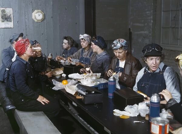 RAILROAD WORKER, 1943. Women workers at the Chicago and North Western railroad