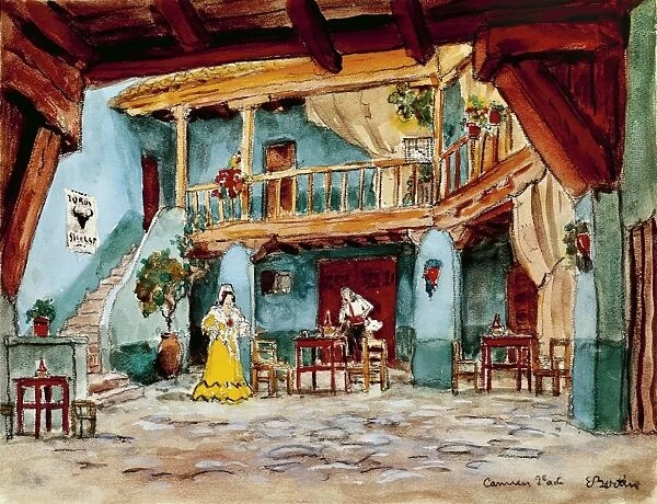 France, Paris, Reconstruction of the scenes (Act2) of first performance of opera Carmen by Georges Bizet