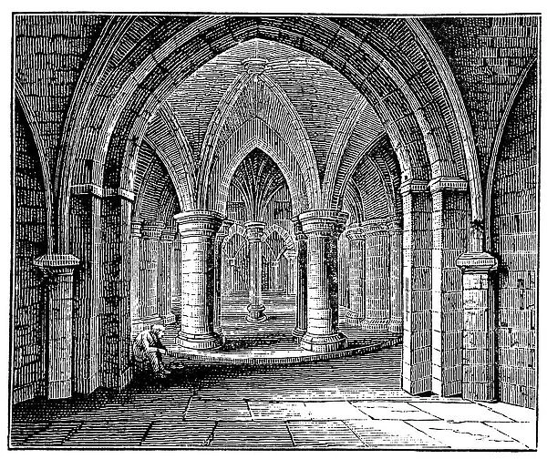 Antique illustration of Crypt, Canterbury Cathedral