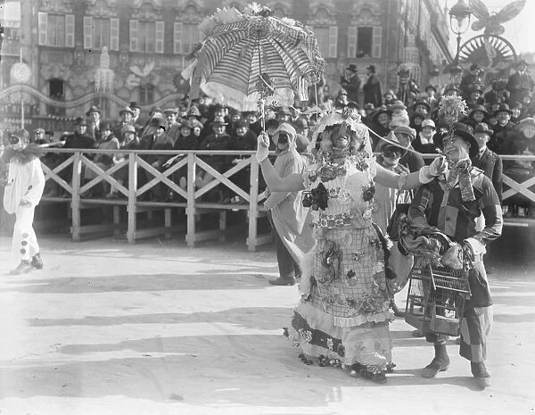King Carnival at Nice. Revellers on foot. 26 February 1924