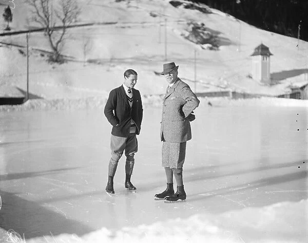 Xmas season at Murren. Sir Ian Malcolm ( on right ). 1920