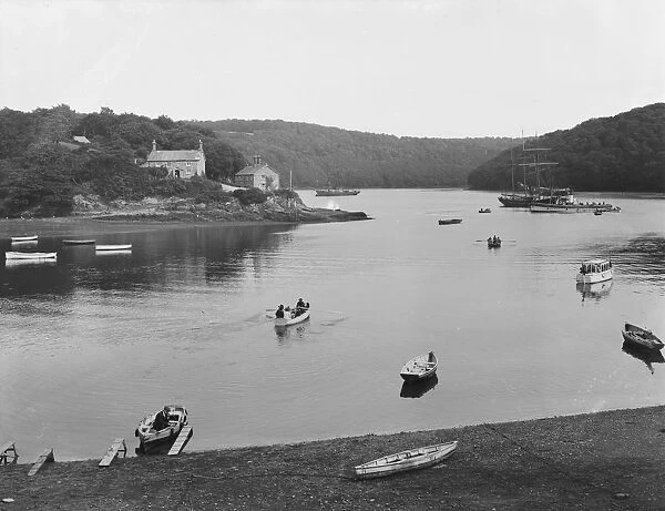 Malpas Ferry underway with passengers onboard, Cornwall. 8th July 1912