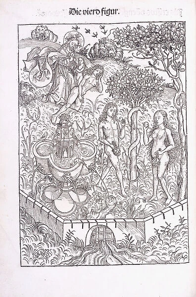Adam and Eve in the Garden of Eden, 1491 (woodcut)