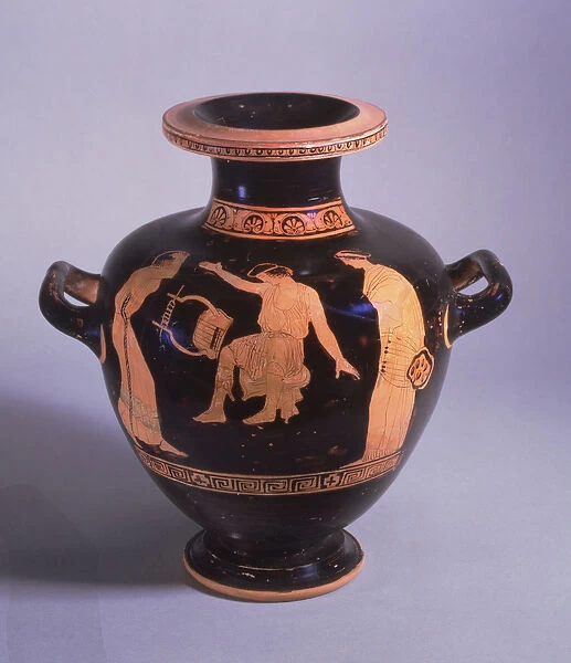 Attic red-figure hydria, decorated with a scene of the Thracian bard Thamyris being