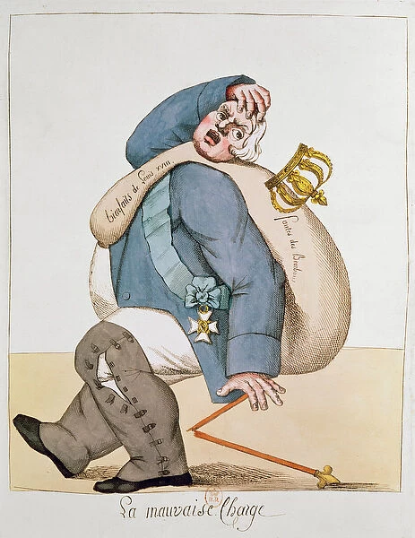 Caricature of Louis XVIII (1755-1824) 1815 (coloured engraving)