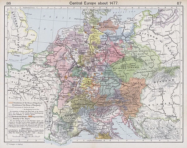 Central Europe about 1477 (colour litho)