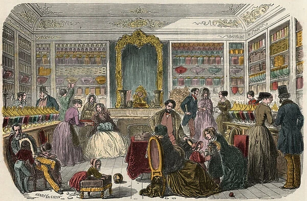 Confectionery shop in Paris in the 19th century - Engraving in '