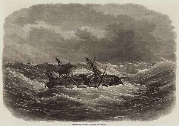The Crocodile Indian Troop-Ship in a Storm (engraving)