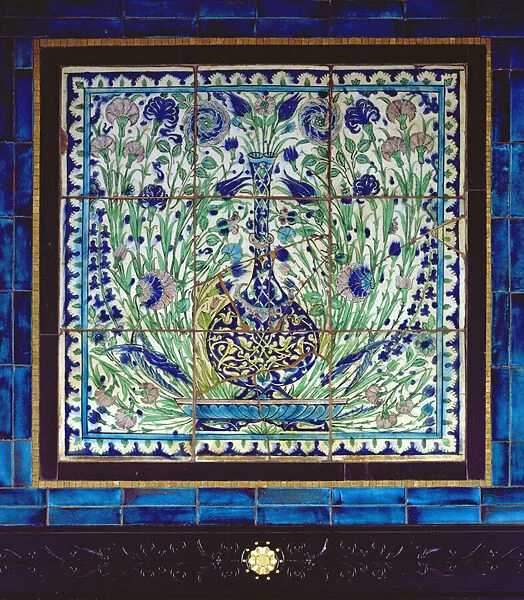 A Damascus tile panel, late 16th century (ceramic)