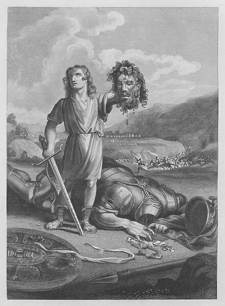 Davids Victory over Goliath, I Samuel, XVII, 51 (engraving)