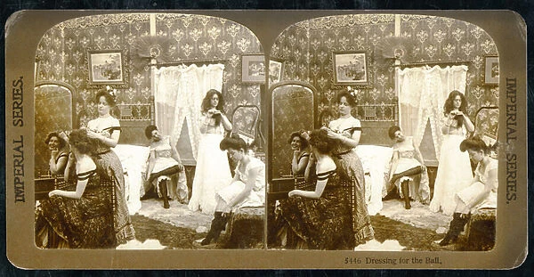 Dressing for the Ball, c. 1900 (sepia photo) (see also 473245)