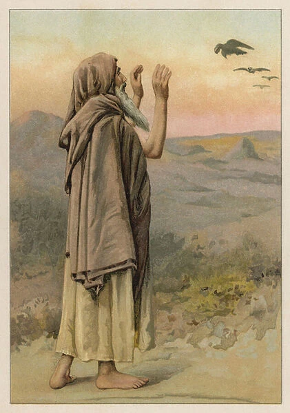 Elijah and the ravens (chromolitho)