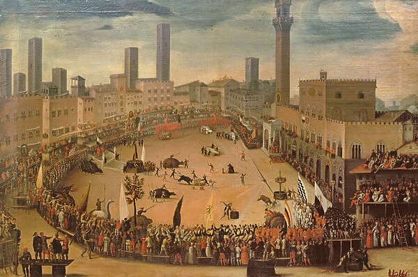Festival in the Piazza del Campo, Siena (oil on canvas)