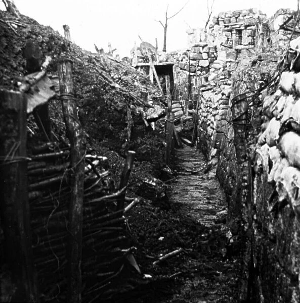 First World War Trench (b  /  w photo)