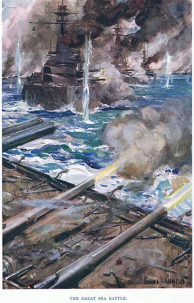 The great sea battle (colour litho)