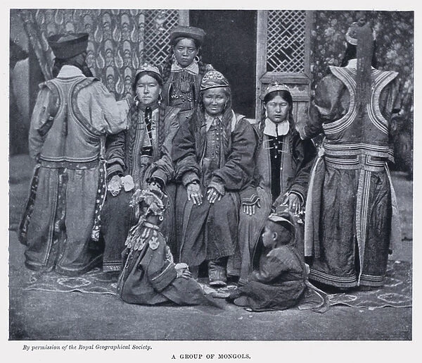 A Group of Mongols (b  /  w photo)