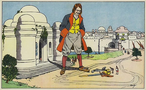 Gullivers Travels: Gulliver in the City of the Little People (colour litho)