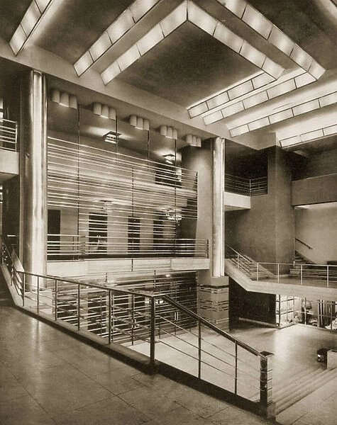 The hall stairway and grilled balcony of Theatre Pigalle, 1920s (b  /  w photo)