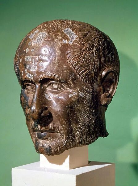 Head of Trajanus Decius (201-251) from Samisegetuza, Romania (bronze)