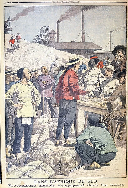 Importing Chinese labourers to work in the gold mines of South Africa in 1904
