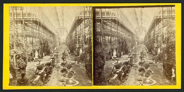 Interior of the Crystal Palace, stereoscopic photo (b  /  w photo)