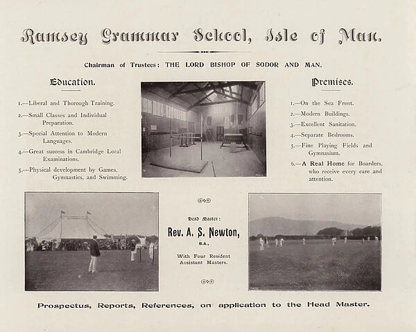 Isle of Man: Ramsey Grammar School (b  /  w photo)