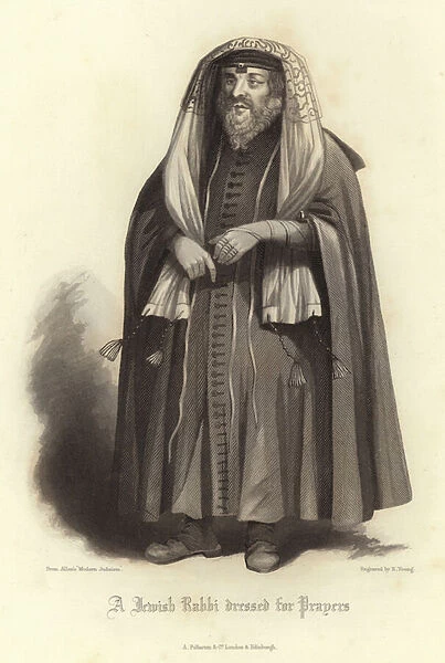 A Jewish Rabbi dressed for prayers (engraving)
