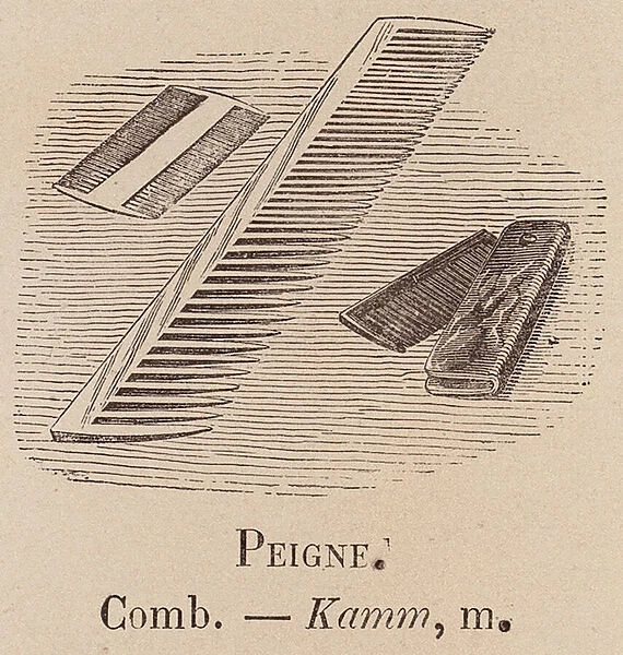 Le Vocabulaire Illustre: Peigne; Comb; Kamm (engraving)