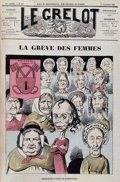 Louise Michel leading a womens strike, 1882 - in 'Le Grelot'