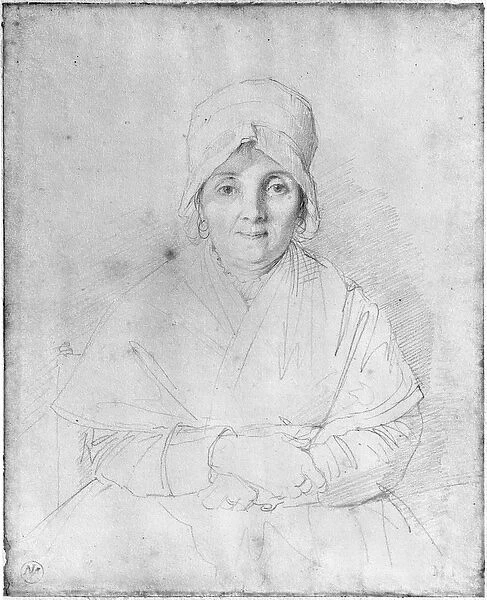 Madame Ingres Mere (1758-1817) 1814 (graphite on paper) (b  /  w photo)