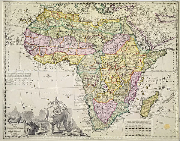 Map of Africa (hand coloured engraving)