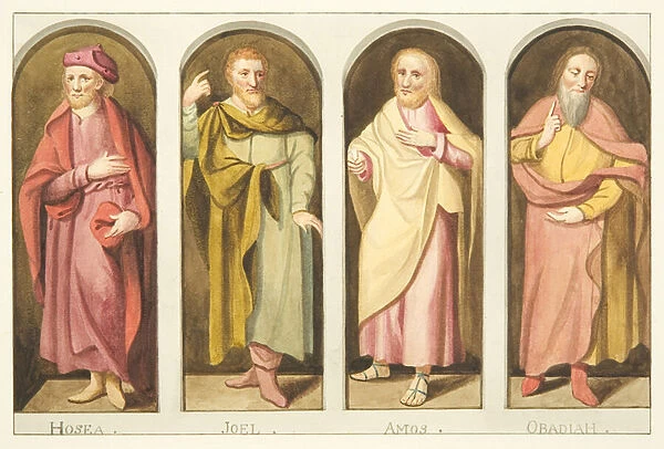 Four minor prophets painted on west side of screen dividing the nave from the choir of