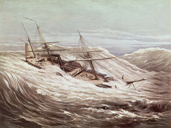 The Mississippi Steam Frigate in a Typhoon, engraved by Currier & Ives, 1854 (litho)